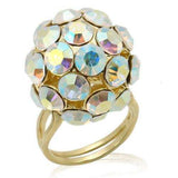 LOS189 - Gold 925 Sterling Silver Ring with Top Grade Crystal in White - Alamode - Flyclothing LLC