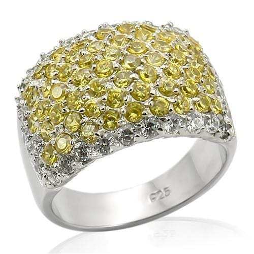 LOS204 - Rhodium 925 Sterling Silver Ring with AAA Grade CZ in Topaz - Alamode - Flyclothing LLC