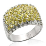 LOS204 - Rhodium 925 Sterling Silver Ring with AAA Grade CZ in Topaz - Alamode - Flyclothing LLC