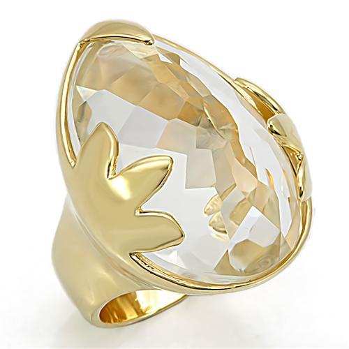 LOS206 - Gold 925 Sterling Silver Ring with Genuine Stone in Clear - Alamode - Flyclothing LLC