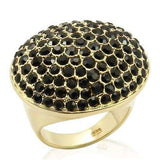 LOS207 - Gold 925 Sterling Silver Ring with Top Grade Crystal in Jet - Alamode - Flyclothing LLC