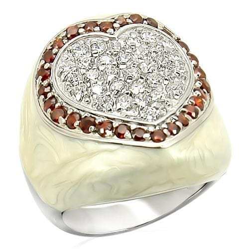 LOS211 - Rhodium 925 Sterling Silver Ring with AAA Grade CZ in Garnet - Alamode - Flyclothing LLC