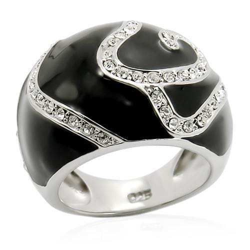 LOS212 - Rhodium 925 Sterling Silver Ring with Top Grade Crystal in Clear - Alamode - Flyclothing LLC