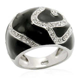 LOS212 - Rhodium 925 Sterling Silver Ring with Top Grade Crystal in Clear - Alamode - Flyclothing LLC