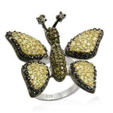 LOS213 - Rhodium+Gold+ Ruthenium 925 Sterling Silver Ring with AAA Grade CZ in Multi Color - Alamode - Flyclothing LLC