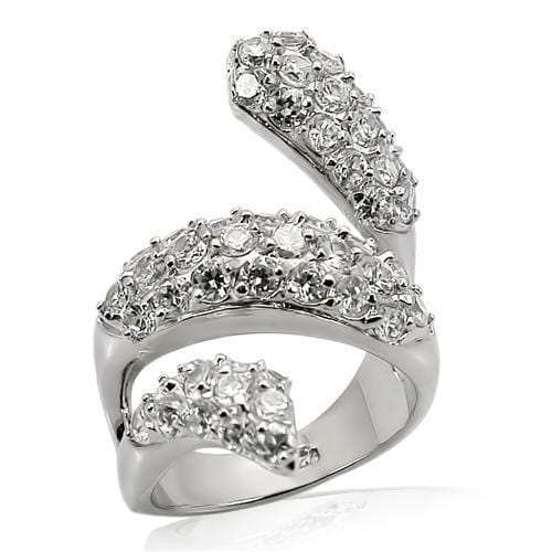 LOS219 - Rhodium 925 Sterling Silver Ring with AAA Grade CZ in Clear - Alamode - Flyclothing LLC