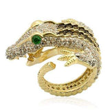 LOS225 - Rhodium+Gold+ Ruthenium 925 Sterling Silver Ring with Synthetic Synthetic Glass in Emerald - Alamode - Flyclothing LLC