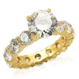 LOS243 - Gold 925 Sterling Silver Ring with AAA Grade CZ in Clear - Alamode - Flyclothing LLC