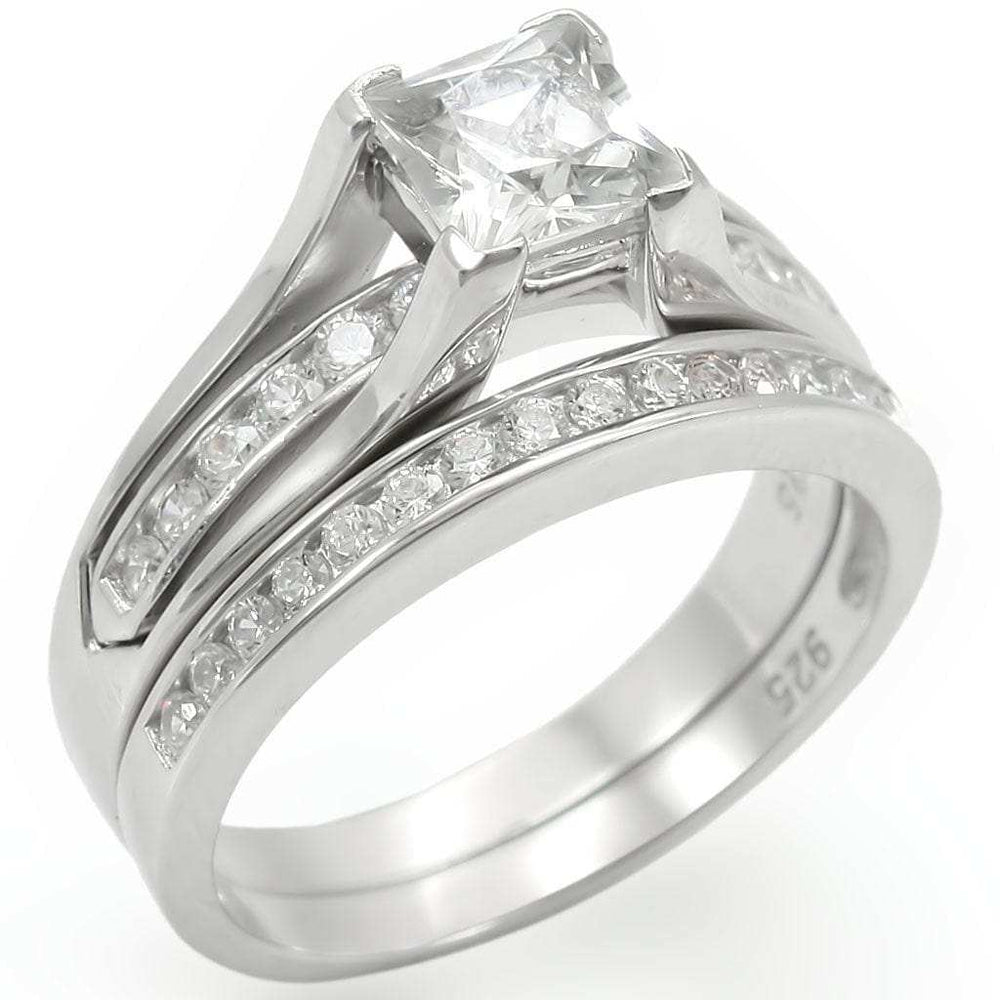 LOS256 - Rhodium 925 Sterling Silver Ring with AAA Grade CZ in Clear - Alamode - Flyclothing LLC