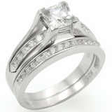 LOS256 - Rhodium 925 Sterling Silver Ring with AAA Grade CZ in Clear - Alamode - Flyclothing LLC