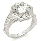 LOS266 - Rhodium 925 Sterling Silver Ring with AAA Grade CZ in Clear - Alamode - Flyclothing LLC