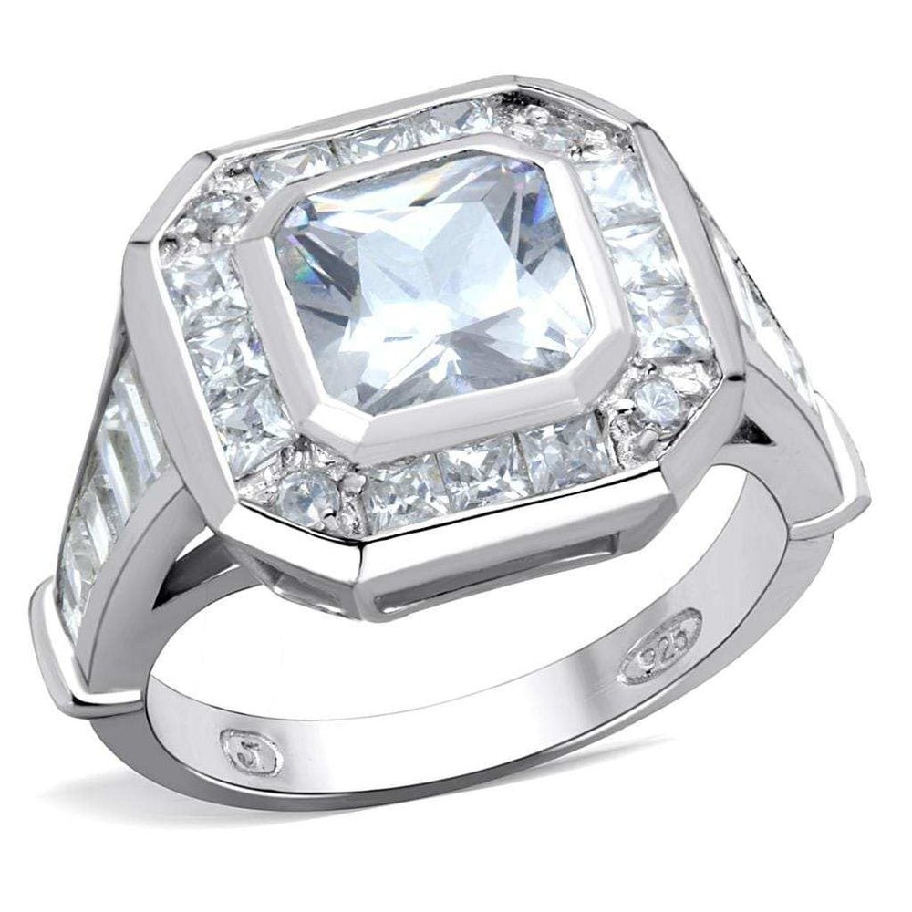 LOS267 - Rhodium 925 Sterling Silver Ring with AAA Grade CZ in Clear - Alamode - Flyclothing LLC
