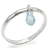 LOS268 - Silver 925 Sterling Silver Ring with Genuine Stone in Sea Blue - Alamode - Flyclothing LLC