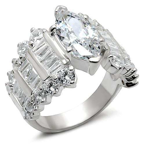 LOS269 - Rhodium 925 Sterling Silver Ring with AAA Grade CZ in Clear - Alamode - Flyclothing LLC