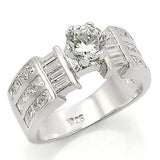 LOS280 - Rhodium 925 Sterling Silver Ring with AAA Grade CZ in Clear - Alamode - Flyclothing LLC