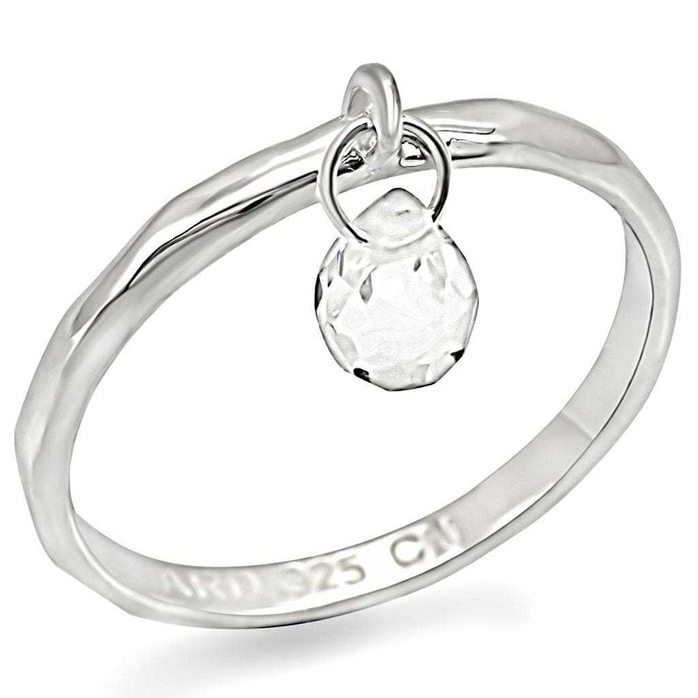 LOS285 - Silver 925 Sterling Silver Ring with Genuine Stone in Clear - Alamode - Flyclothing LLC