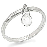 LOS285 - Silver 925 Sterling Silver Ring with Genuine Stone in Clear - Alamode - Flyclothing LLC
