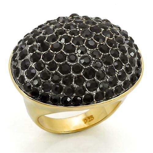 LOS300 - Gold+Ruthenium 925 Sterling Silver Ring with Top Grade Crystal in Jet - Alamode - Flyclothing LLC