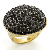 LOS300 - Gold+Ruthenium 925 Sterling Silver Ring with Top Grade Crystal in Jet - Alamode - Flyclothing LLC