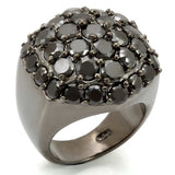 LOS302 - Ruthenium 925 Sterling Silver Ring with AAA Grade CZ in Jet - Alamode - Flyclothing LLC