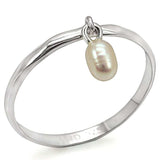 LOS317 - Silver 925 Sterling Silver Ring with Semi-Precious Pearl in White - Alamode - Flyclothing LLC