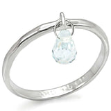 LOS318 - Silver 925 Sterling Silver Ring with Genuine Stone in Aquamarine - Alamode - Flyclothing LLC
