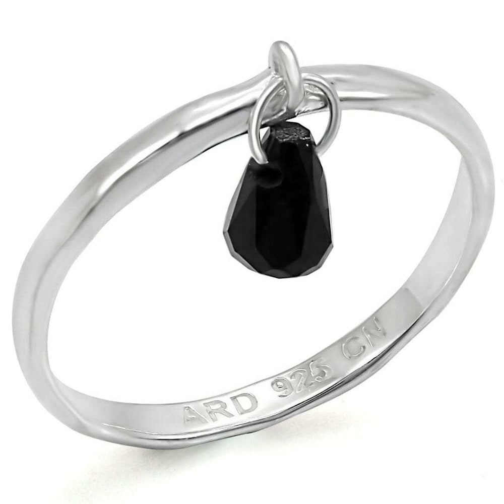 LOS319 - Silver 925 Sterling Silver Ring with Genuine Stone in Sapphire - Alamode - Flyclothing LLC