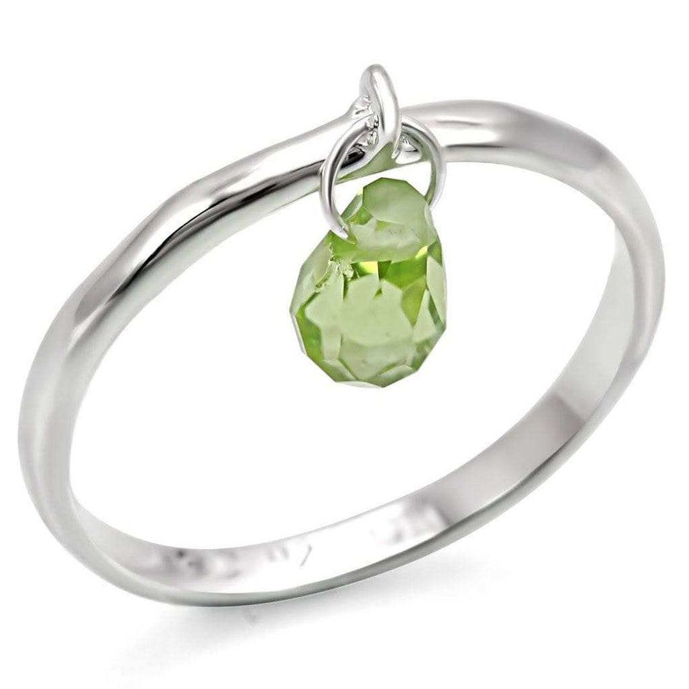 LOS321 - Silver 925 Sterling Silver Ring with Genuine Stone in Peridot - Alamode - Flyclothing LLC