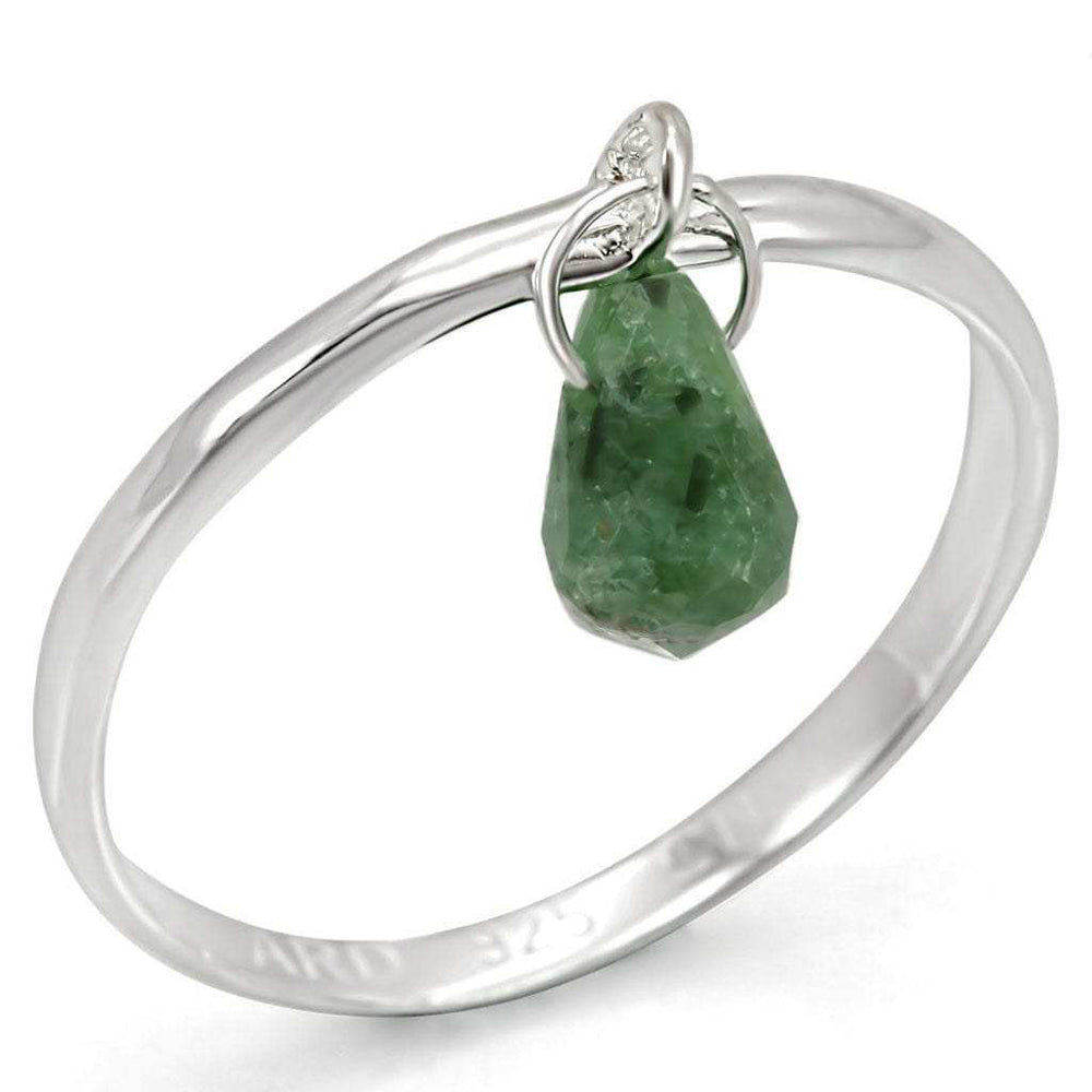 LOS322 - Silver 925 Sterling Silver Ring with Genuine Stone in Emerald - Alamode - Flyclothing LLC
