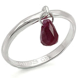 LOS324 - Silver 925 Sterling Silver Ring with Genuine Stone in Ruby - Alamode - Flyclothing LLC