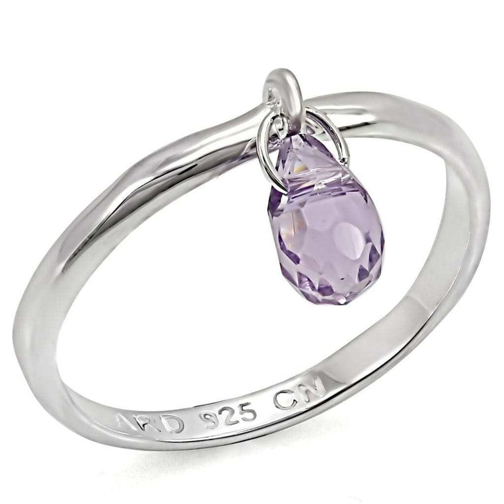 LOS325 - Silver 925 Sterling Silver Ring with Genuine Stone in Amethyst - Alamode - Flyclothing LLC