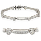 LOS326 - Rhodium Sterling Silver Bracelet with AAA Grade CZ in Clear - Alamode - Flyclothing LLC