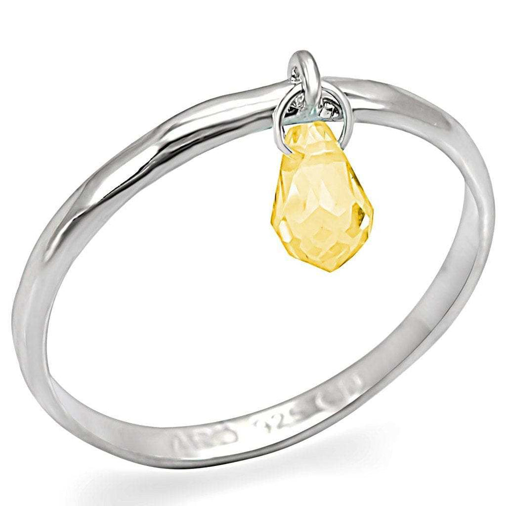 LOS332 - Silver 925 Sterling Silver Ring with Genuine Stone in Topaz - Alamode - Flyclothing LLC