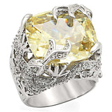 LOS335 - Rhodium 925 Sterling Silver Ring with AAA Grade CZ in Citrine Yellow - Alamode - Flyclothing LLC