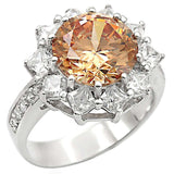 LOS336 - Rhodium 925 Sterling Silver Ring with AAA Grade CZ in Champagne - Alamode - Flyclothing LLC