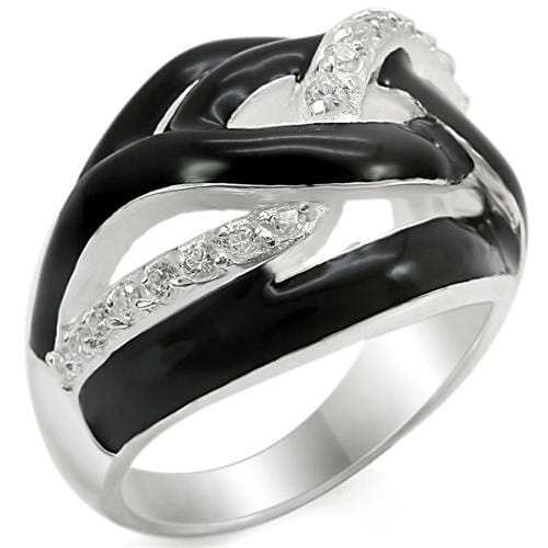 LOS346 - Silver 925 Sterling Silver Ring with AAA Grade CZ in Clear - Alamode - Flyclothing LLC