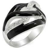LOS346 - Silver 925 Sterling Silver Ring with AAA Grade CZ in Clear - Alamode - Flyclothing LLC