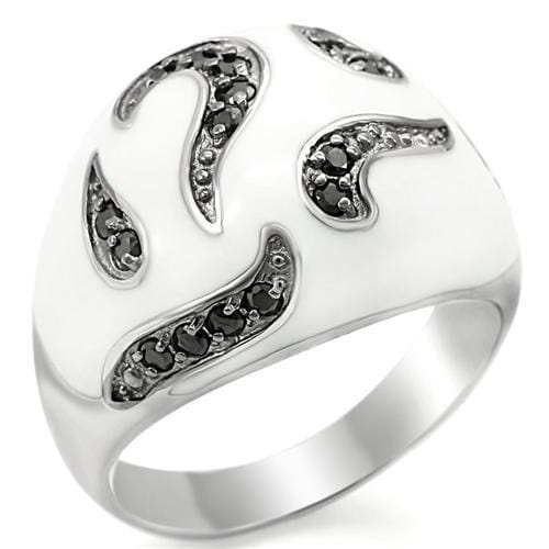 LOS355 - Rhodium + Ruthenium 925 Sterling Silver Ring with AAA Grade CZ in Jet - Alamode - Flyclothing LLC