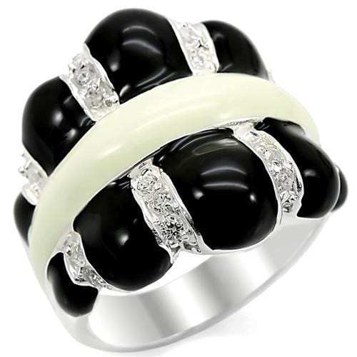 LOS364 - Silver 925 Sterling Silver Ring with AAA Grade CZ in Clear - Alamode - Flyclothing LLC