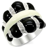 LOS364 - Silver 925 Sterling Silver Ring with AAA Grade CZ in Clear - Alamode - Flyclothing LLC