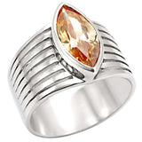 LOS373 - Rhodium 925 Sterling Silver Ring with AAA Grade CZ in Champagne - Alamode - Flyclothing LLC