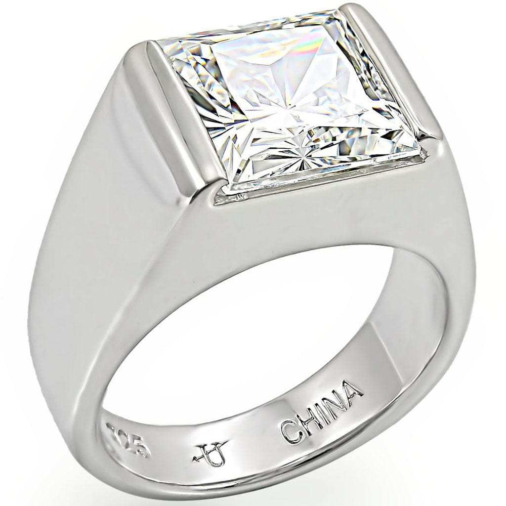 LOS374 - Rhodium 925 Sterling Silver Ring with AAA Grade CZ in Clear - Alamode - Flyclothing LLC
