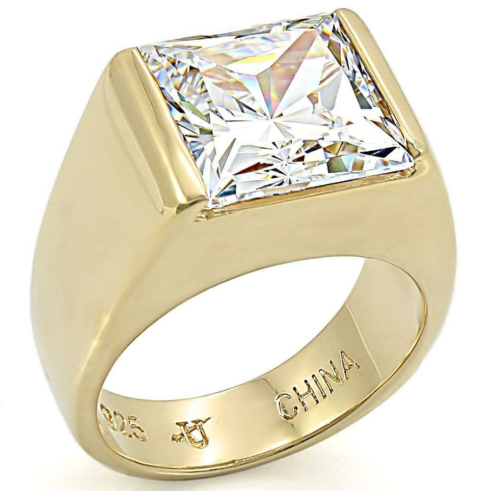 LOS375 - Gold 925 Sterling Silver Ring with AAA Grade CZ in Clear - Alamode - Flyclothing LLC