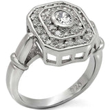 LOS381 - Rhodium 925 Sterling Silver Ring with AAA Grade CZ in Clear - Alamode - Flyclothing LLC
