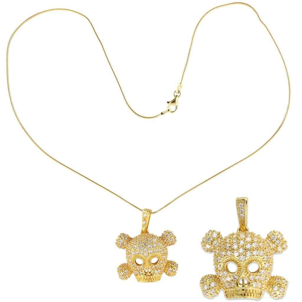 LOS383 - Gold 925 Sterling Silver Pendant with AAA Grade CZ in Clear - Alamode - Flyclothing LLC