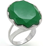 LOS387 - Silver 925 Sterling Silver Ring with Synthetic Jade in Emerald - Alamode - Flyclothing LLC