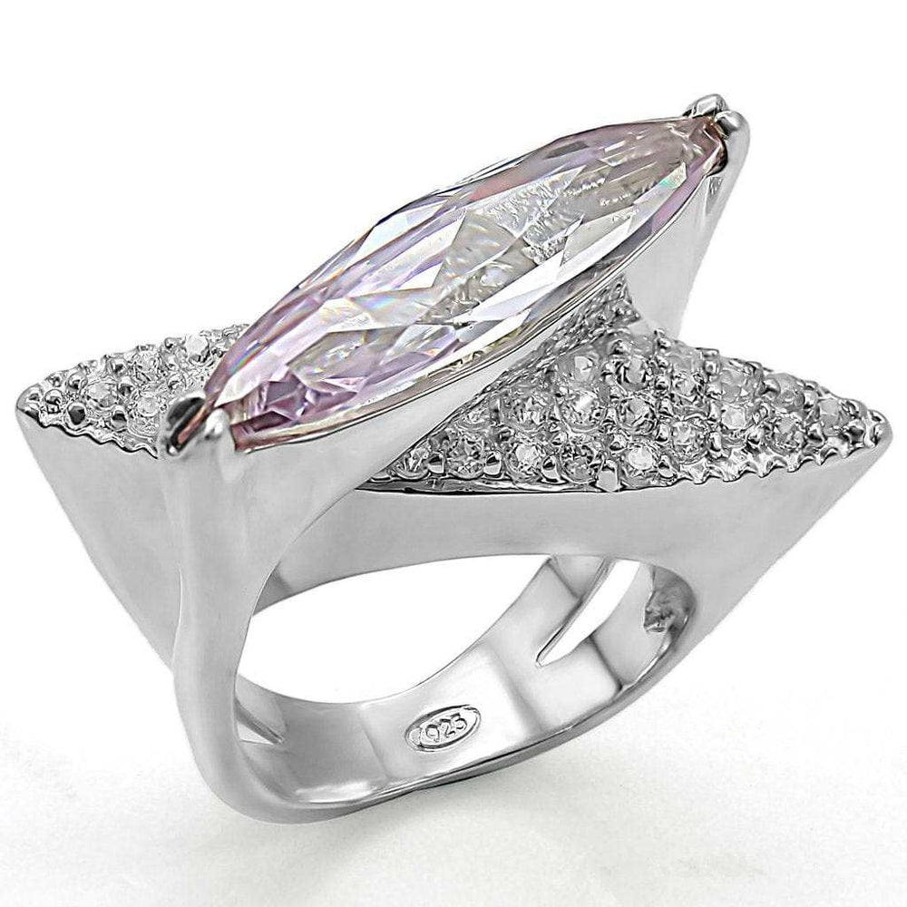 LOS390 - High-Polished 925 Sterling Silver Ring with AAA Grade CZ in Light Amethyst - Alamode - Flyclothing LLC