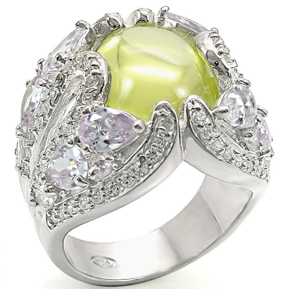 LOS391 - High-Polished 925 Sterling Silver Ring with AAA Grade CZ in Apple Green color - Alamode - Flyclothing LLC