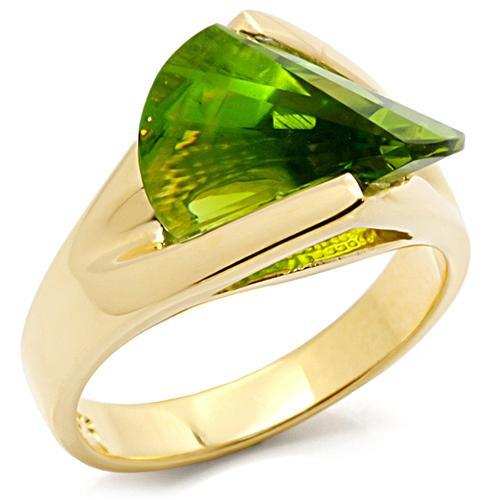 LOS398 - Gold 925 Sterling Silver Ring with Synthetic Spinel in Peridot - Alamode - Flyclothing LLC