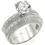 LOS400 - Rhodium 925 Sterling Silver Ring with AAA Grade CZ in Clear - Alamode - Flyclothing LLC